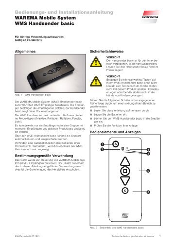 WMS Handsender basic Bedienungs - Warema