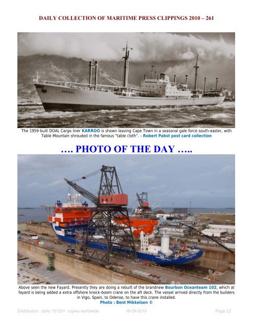 Number 301 *** COLLECTION OF MARITIME PRESS CLIPPINGS ...