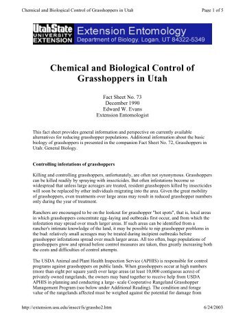 Chemical and Biological Control of Grasshoppers in Utah