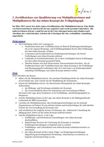 3. Zertifikatskurs zur Qualifizierung von Multiplikatorinnen ... - Infans