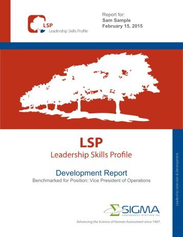 LSP-DR Sample Report - Sigma Assessment Systems, Inc.