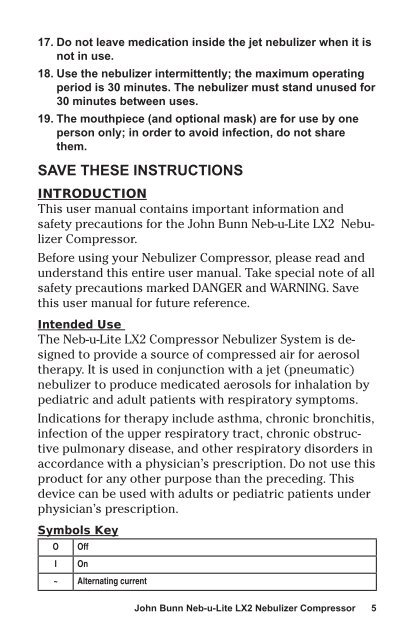 Neb-u-Lite® LX2 User Manual - GF Health Products, Inc.