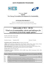 Sustainability criteria and indicators for assessment of ... - needs
