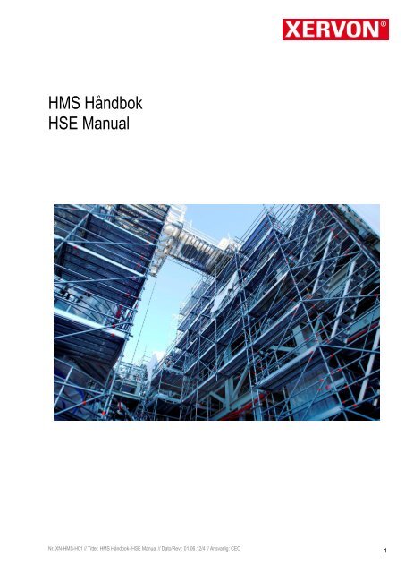 HMS HÃ¥ndbok HSE Manual - Xervon