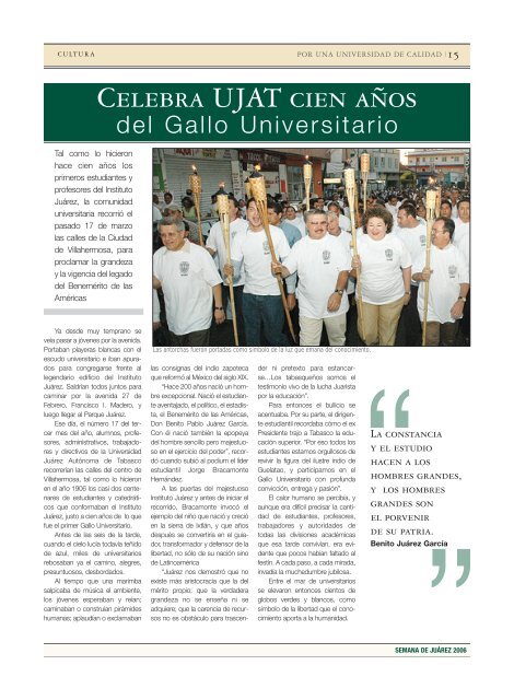 Cultura - Publicaciones - Universidad JuÃ¡rez AutÃ³noma de Tabasco