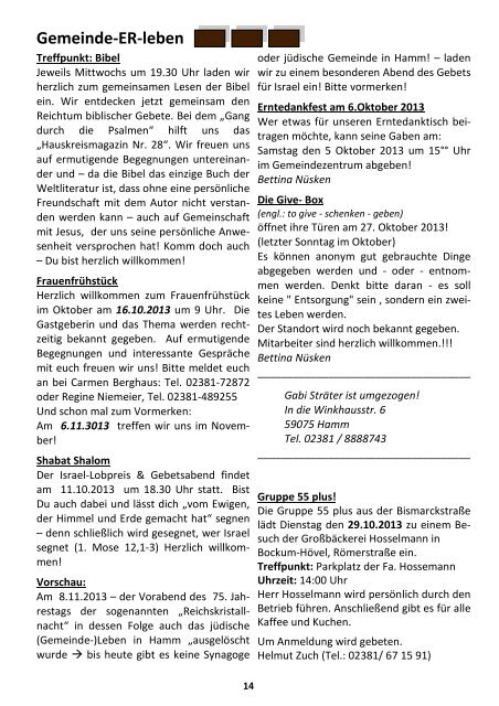 Gemeindebrief Oktober 2013 - EFG Hamm Bockum-Hövel