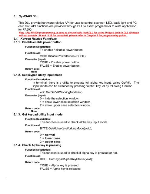 PA600 Programming Manual - Unitech