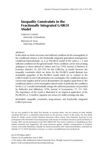 Inequality Constraints in the Fractionally Integrated GARCH Model