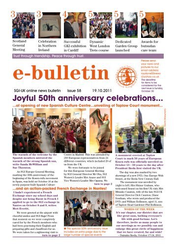 Joyful 50th anniversary celebrations... - SGI-UK E-Bulletin and Podcast