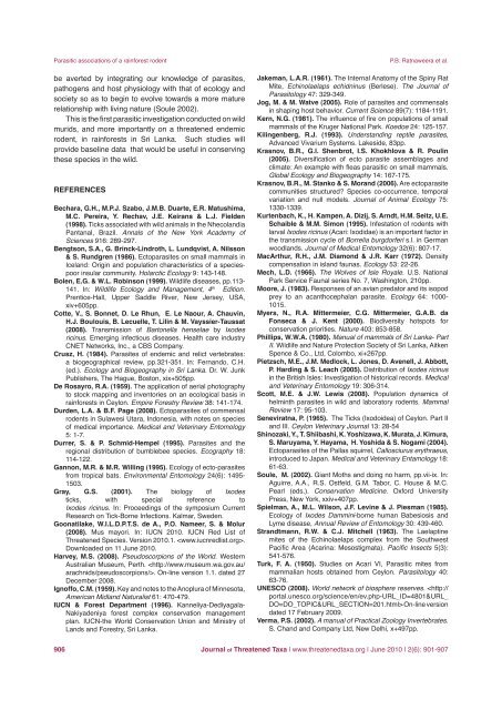 Parasitic associations of a threatened Sri Lankan rainforest rodent ...