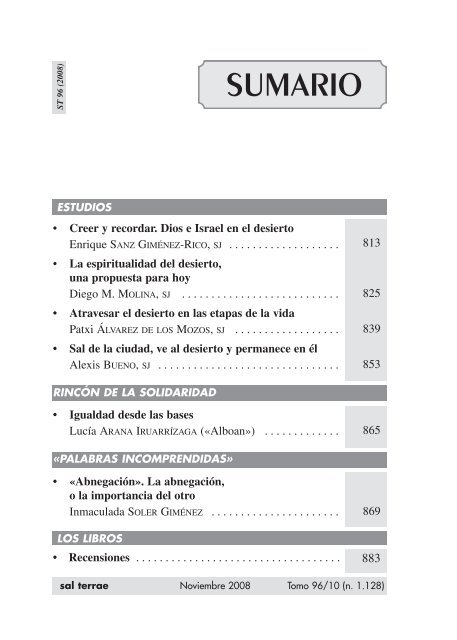 SUMARIO - Editorial Sal Terrae