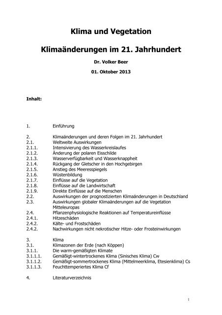 Literaturstudie zur weltweiten Klimaänderung - Leipzig