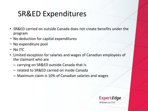 A Practical Guide to SR&ED in 2011 - CCH Canadian