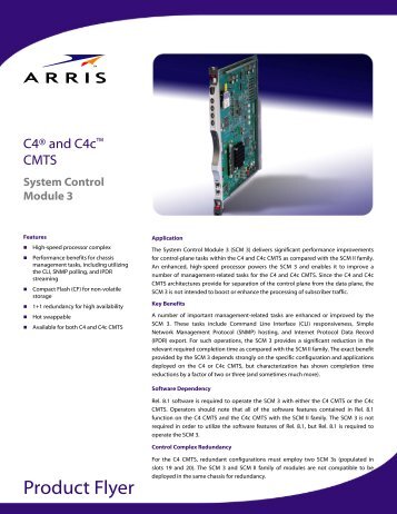 C4Â® and C4câ¢ CMTS System Control Module 3 - Arris