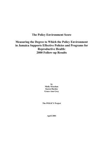 The Policy Environment Score Measuring the ... - POLICY Project