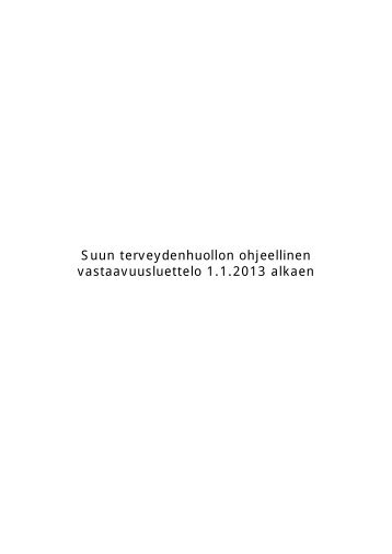 Suun terveydenhuollon vastaavuusluettelo 2013 - Kunnat.net