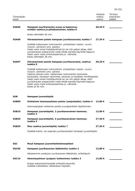 Suun terveydenhuollon vastaavuusluettelo 2013 - Kunnat.net