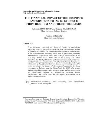 the financial impact of the proposed amendments to ias 17