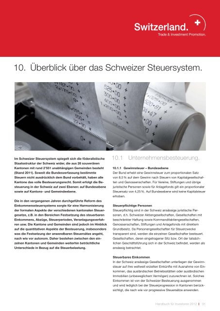 10. Überblick über das Schweizer Steuersystem.