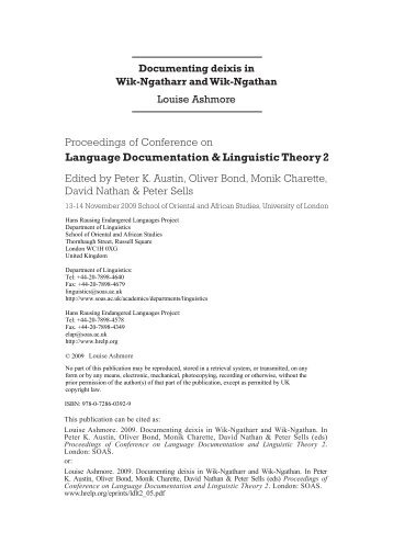 Language Documentation & Linguistic Theory 2 - Hans Rausing ...