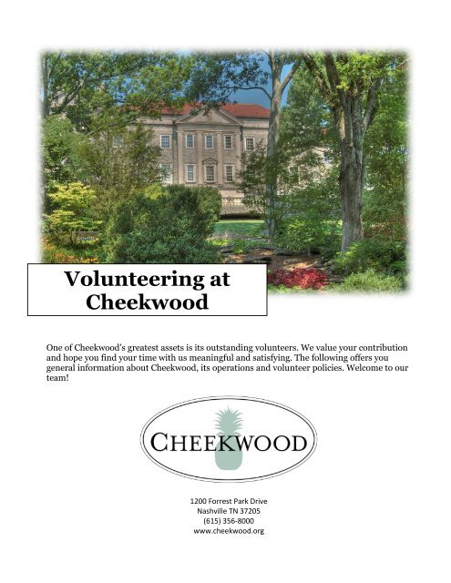 Volunteer Handbook Cheekwood Botanical Garden And Museum