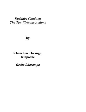Buddhist Conduct: - Ven. Khenchen Thrangu Rinpoche