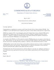 May 16, 2013 Private Security Services Advisory Board Letter from ...