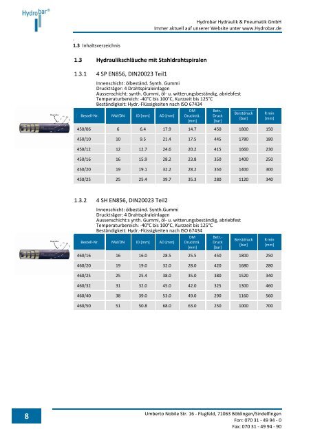 Hydraulikschlauch Katalog - Hydrobar Hydraulik & Pneumatik GmbH