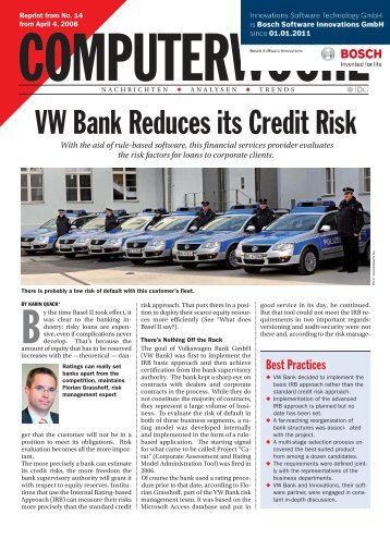 VW Bank reduces its Credit Risks - Bosch Software Innovations