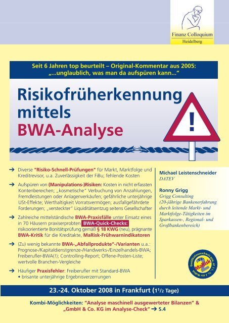 Risikofrüherkennung mittels BWA-Analyse - Grigg.de