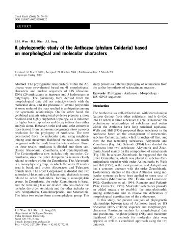 A phylogenetic study of the Anthozoa (phylum Cnidaria ... - UFPE