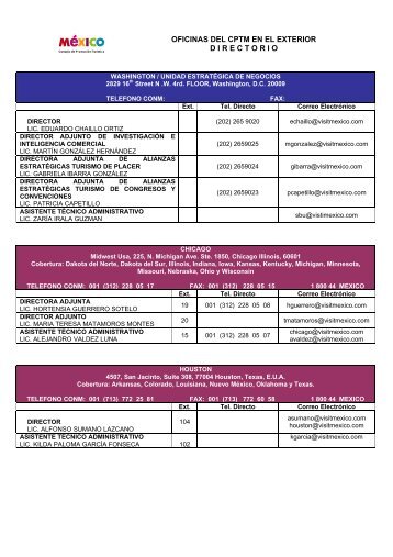 Directorio de Oficinas en NorteamÃ©rica - CPTM