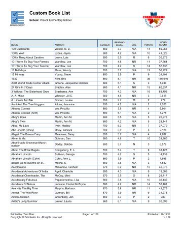 Custom Book List - DODEA Vilseck American Elementary School