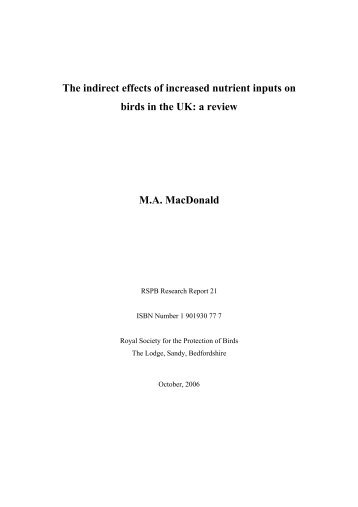 The indirect effects of increased nutrient inputs on birds in ... - RSPB