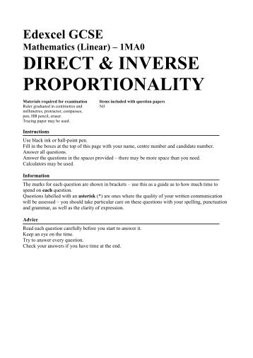 DIRECT & INVERSE PROPORTIONALITY - kesh gcse maths