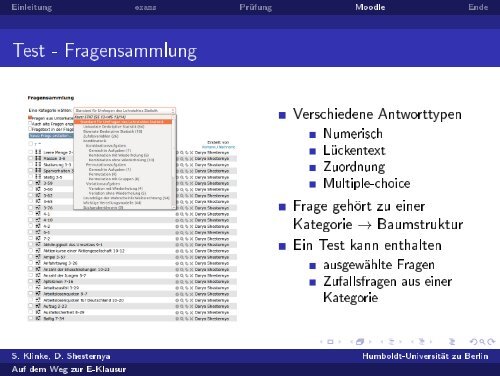 Auf dem Weg zur E-Klausur - Humboldt-Universität zu Berlin