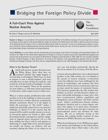 A Full-Court Press Against Nuclear Anarchy - The Stanley Foundation