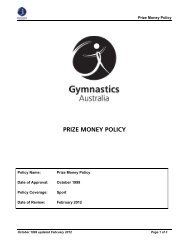 PRIZE MONEY POLICY - Gymnastics Australia