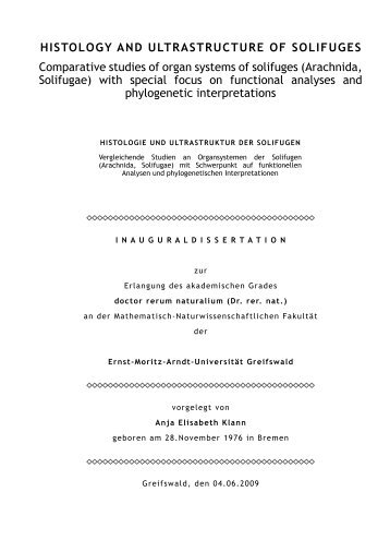 HISTOLOGY AND ULTRASTRUCTURE OF SOLIFUGES ...