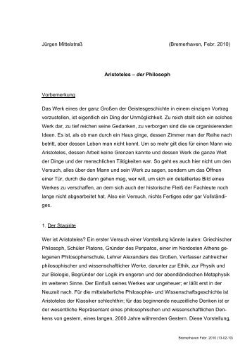 Aristoteles - der Philosoph - Philosophische Gesellschaft ...