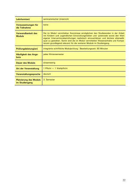 Modulhandbuch Bachelor-Studiengang Soziale Arbeit in der Kinder ...