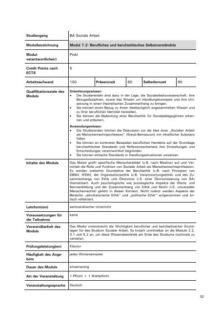 Modulhandbuch Bachelor-Studiengang Soziale Arbeit in der Kinder ...