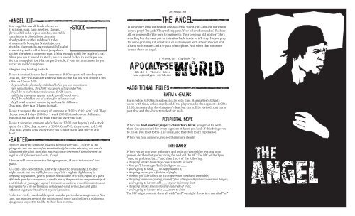 basic character playbooks & MC playsheets ... - Apocalypse World