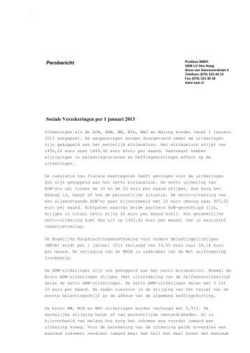 Sociale Verzekeringen per 1 januari 2013 - Rijksoverheid.nl