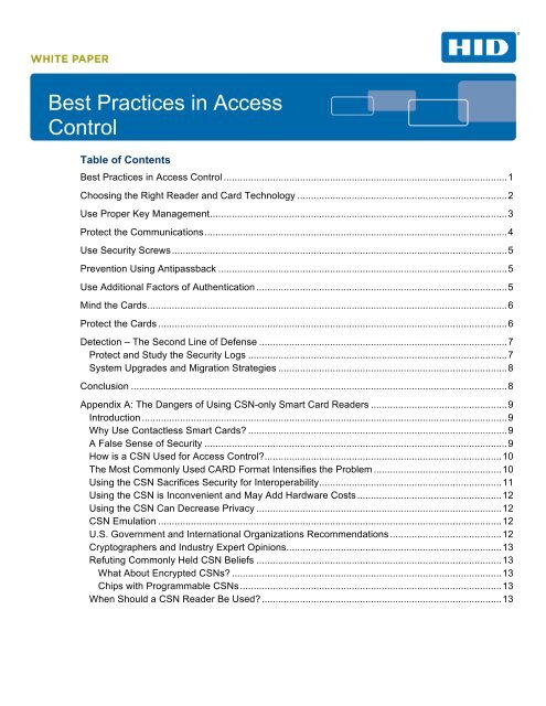 HID Global Best Practices in Access Control White Paper_04-20-2012