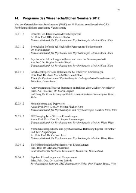 jahresbericht 2012 - Biologische Psychiatrie - Medizinische ...