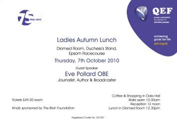 Ladies Autumn Lunch Eve Pollard OBE - QEF