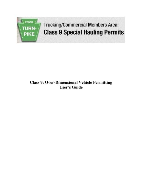 Class 9: Over-Dimensional Vehicle Permitting User's Guide - The ...