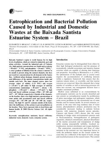 Eutrophication and Bacterial Pollution Caused by Industrial and - CFH