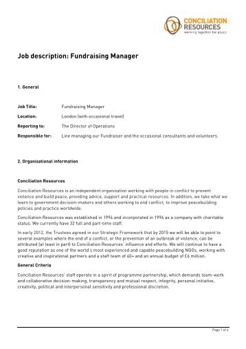 Job description: Fundraising Manager